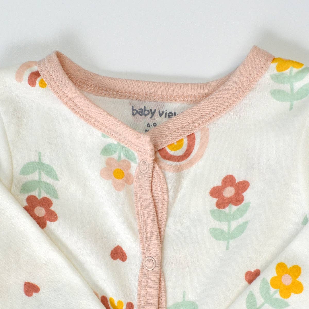 Rainbow Daisy Flowers Pattern Zipper Footie Pajamas Romper