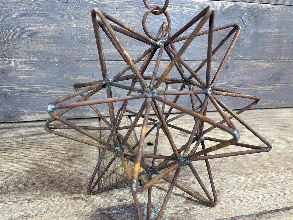 Rusty Farmhouse Iron Hanging Star-Primitive-Three Sizes-NEW