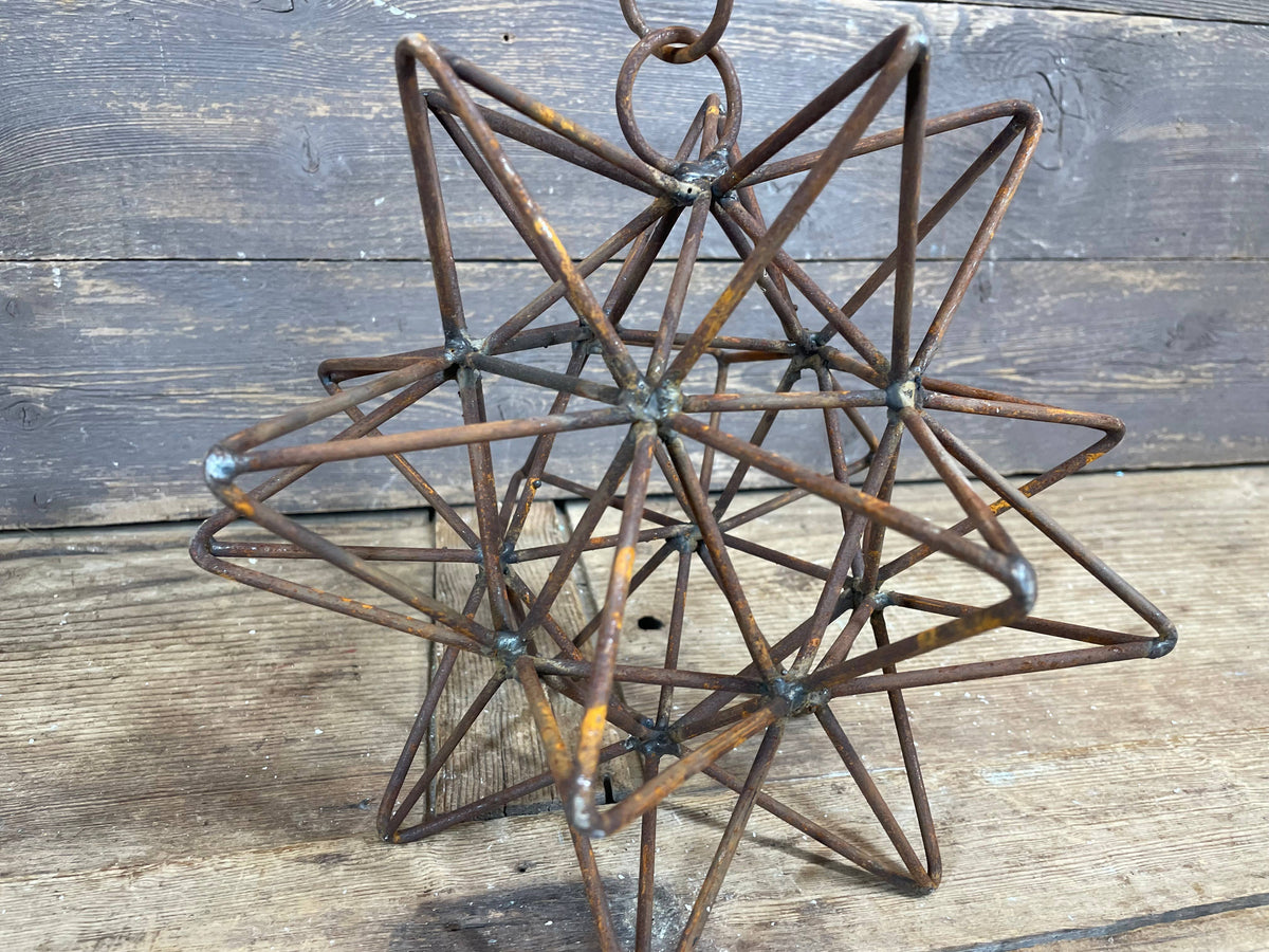 Rusty Farmhouse Iron Hanging Star-Primitive-Three Sizes-NEW