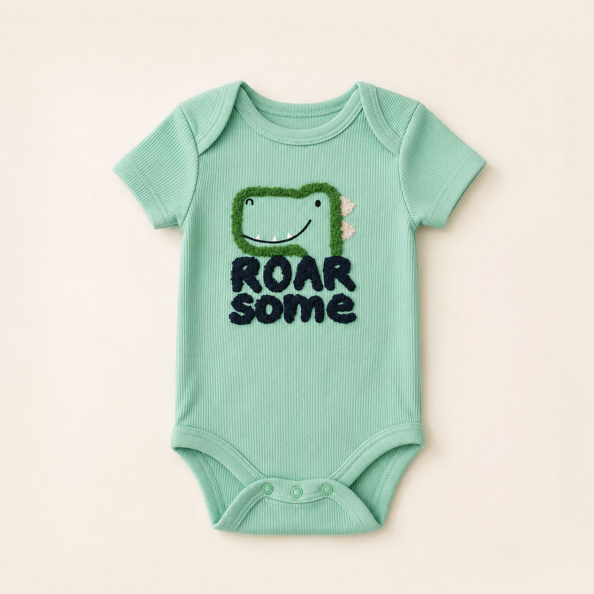 Baby 3pcs Roar Some Chenille Applique Bodysuit Hat Pants Set