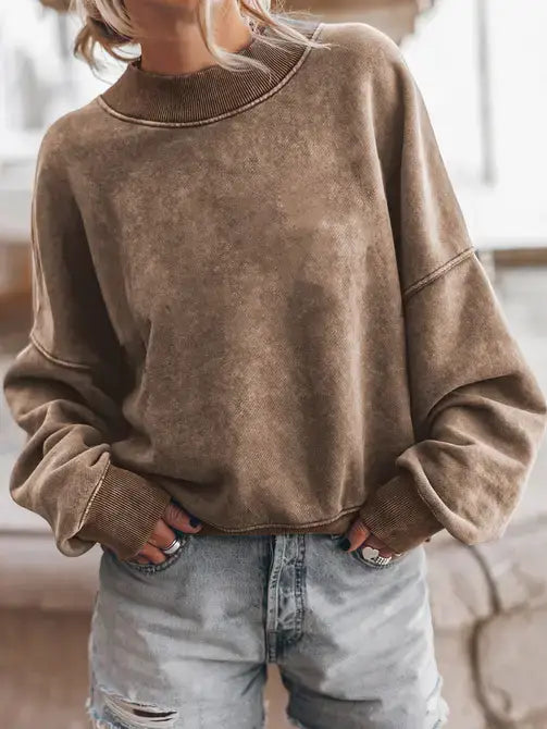 Green Drop Shoulder Crew Neck Pullover Sweatshirt