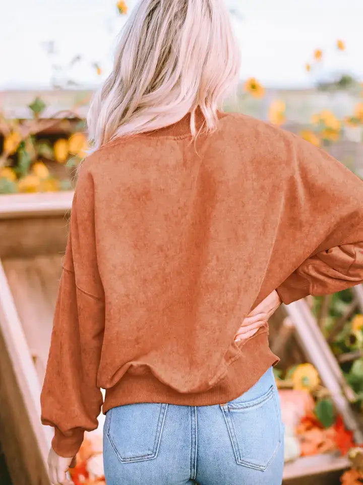 Green Drop Shoulder Crew Neck Pullover Sweatshirt