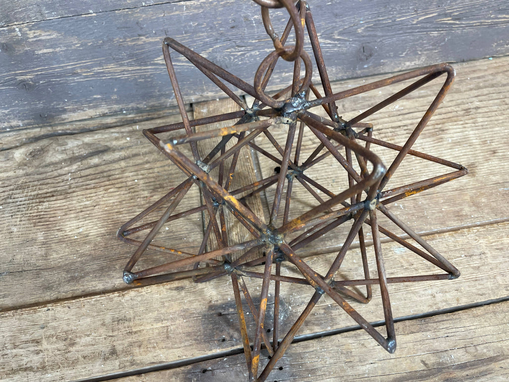 Rusty Farmhouse Iron Hanging Star-Primitive-Three Sizes-NEW
