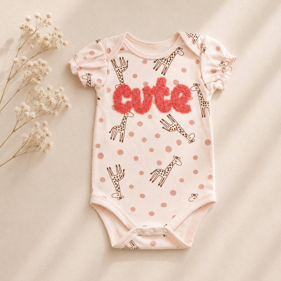 Baby 3pcs Cute Chenille Applique Bodysuit Socks Pants Set