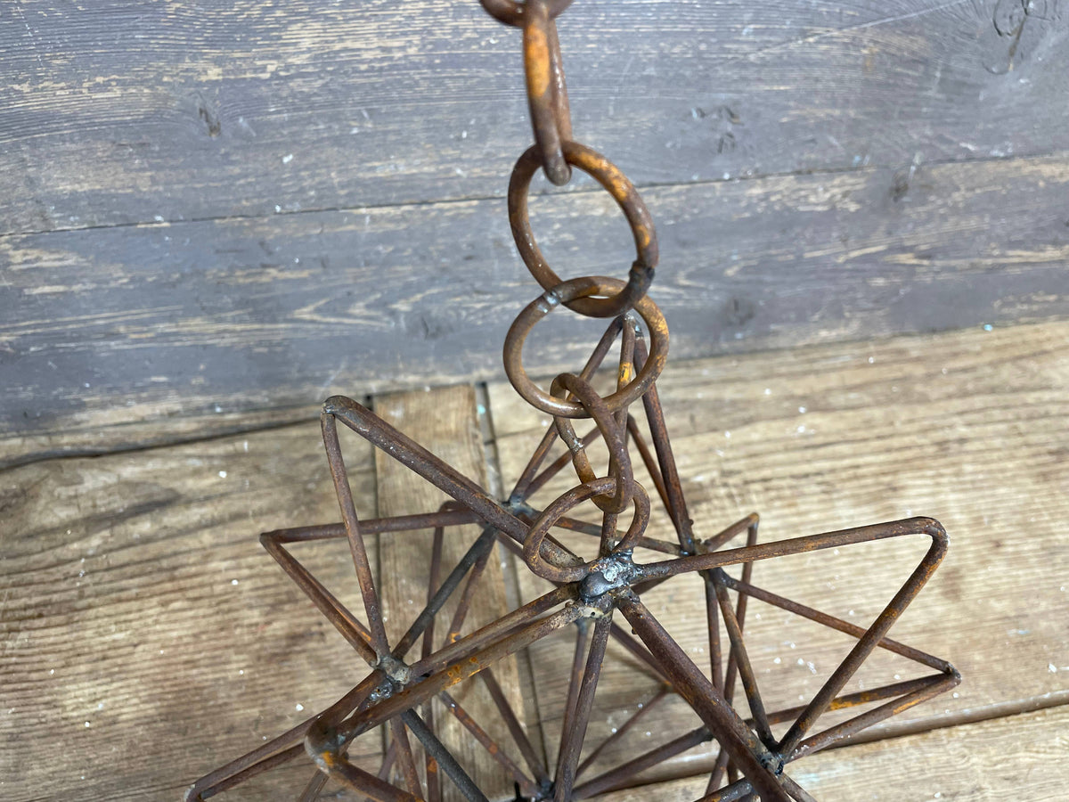 Rusty Farmhouse Iron Hanging Star-Primitive-Three Sizes-NEW
