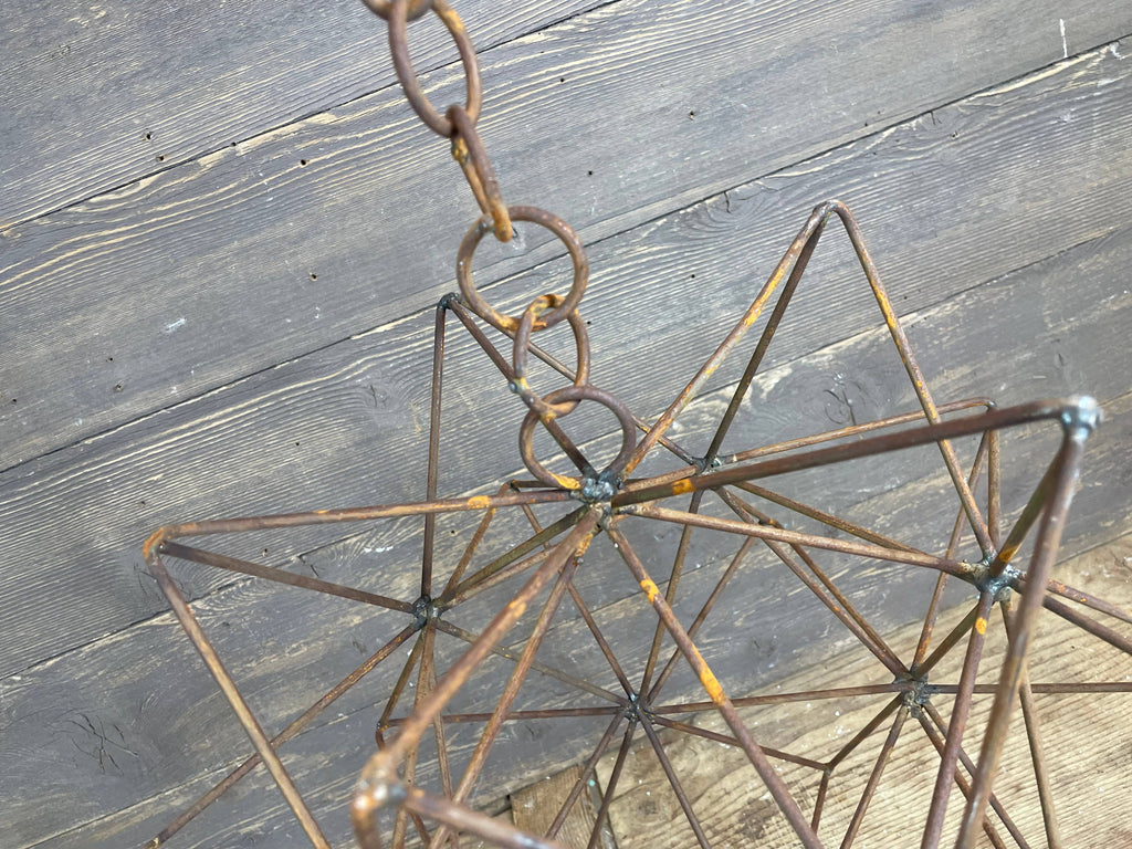 Rusty Farmhouse Iron Hanging Star-Primitive-Three Sizes-NEW