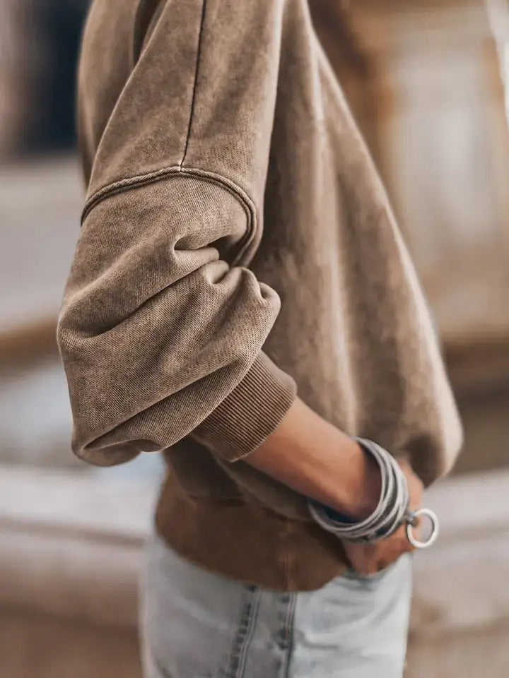 Green Drop Shoulder Crew Neck Pullover Sweatshirt
