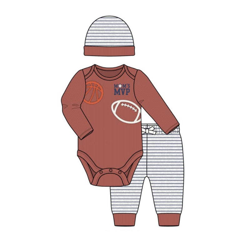 Baby 3pcs Chenille Applique Bodysuit Hat Pants Set