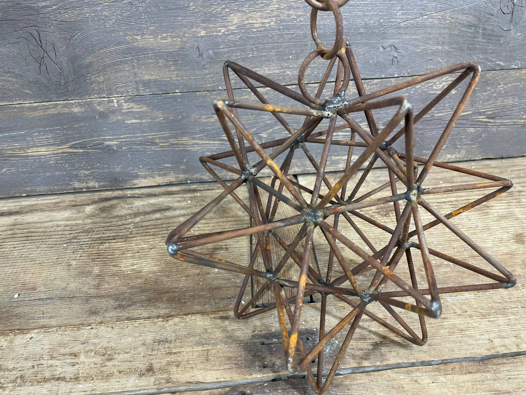 Rusty Farmhouse Iron Hanging Star-Primitive-Three Sizes-NEW