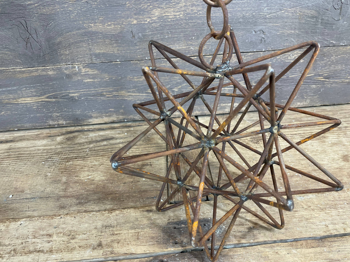 Rusty Farmhouse Iron Hanging Star-Primitive-Three Sizes-NEW