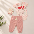 Baby 3pcs Cute Chenille Applique Bodysuit Socks Pants Set